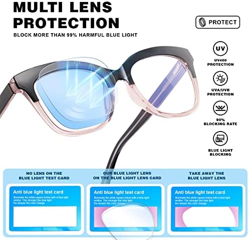 konqkin Blue-Light-Очила за Жени и Мъже - Модерни Очила с Квадратни Прозрачни Лещи, които Предпазват От Пренапрежение на Очите,