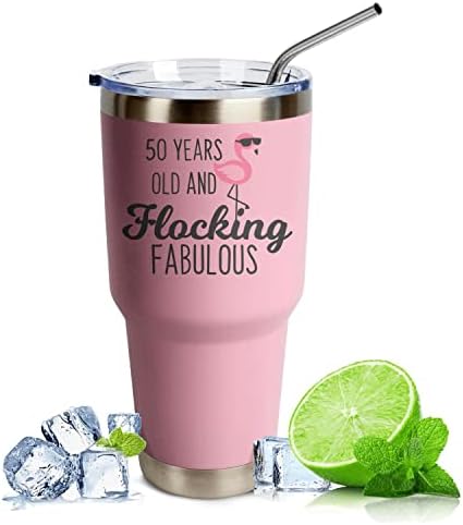 muanns Подаръци за 50-ия рожден ден за жени и мъже - 50 и Страхотна Чаша С капак - Бутилка за Вода с изолация от
