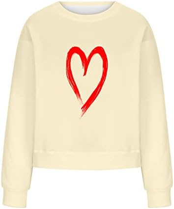 Дамски Hoody с Принтом на Сърцето, Плюс Размера на Ежедневна Блуза с дълъг ръкав и кръгло деколте, Пуловер