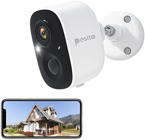 Безжична Външна Камера за Сигурност PESITA, Камери Батерии за Домашна Сигурност, Безжична WiFi с Нощно Виждане, Откриване