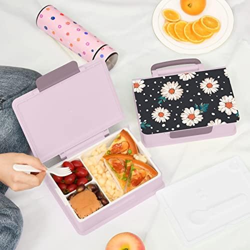 Кутия за Bento обяди с цвете Маргаритки АЛАЗА, Полка точки, Херметични Контейнери за обяд, които не съдържат BPA, с