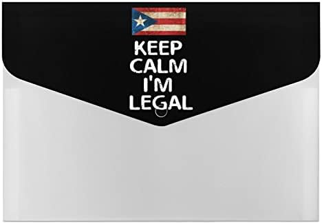 Успокой се, аз съм легален, флаг Пуерто-Рико, расширяющаяся папка за файлове, папки гармошка, 6 джоба, органайзер
