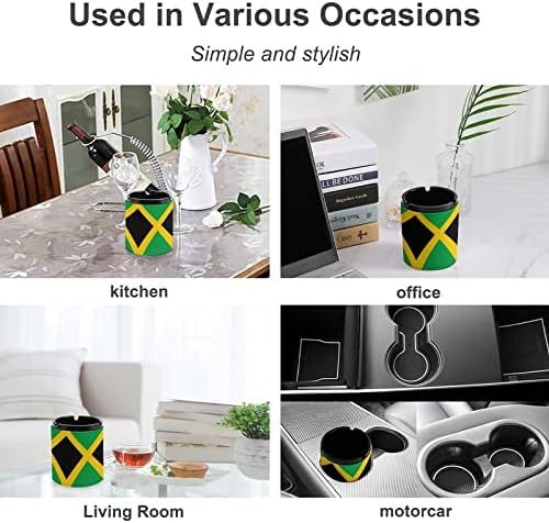 Флаг на Ямайка Кожена Пепелник Титуляр за Цигарения Пепел Чаша за Кола Домашния Офис, Закрит и Открит 3,1 X 4