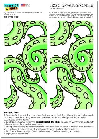 Графики и други изображения, Пипала на октопод Зелен цвят на бял фон - Калъф с защитен стикер във формата