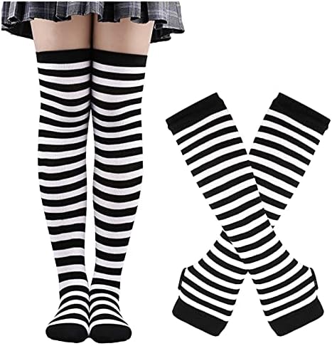 Дамски чорапи WYTong на Хелоуин, високи чорапи, чорапи с ивици за cosplay, ръкавици, чорапи новост