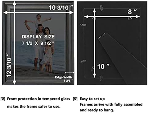 Рамки за снимки LaVie Home 8x10 (7 опаковки, черни), Комплект Рамки в селски стил със стъкло с Висока разделителна