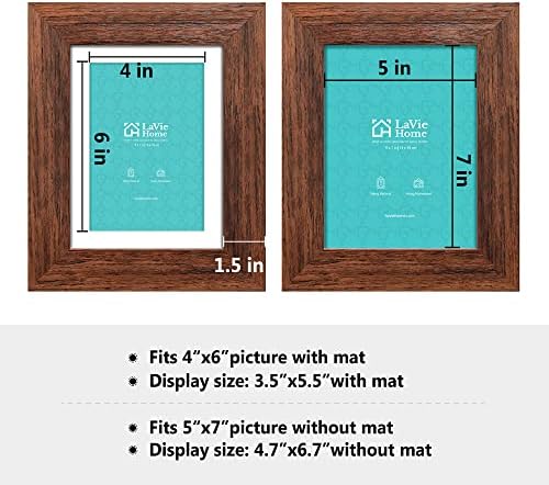 Рамки за снимки LaVie Home 5x7 (6 опаковки, с различни цветове), Комплект Рамки в селски стил със стъкло с висока разделителна