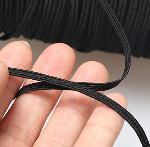 Abbaoww 144 ярд 1/4 инча, черен сплетен еластичен, устойчив еластичен кабел, еластична лента за шиене