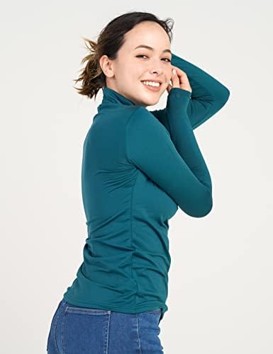 Топ за жени Термобелья LAPASA, Риза с дълъг ръкав и имитация на шията на руното лигавицата, Лека/Средно тегло (Thermoflux