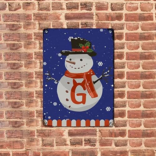 Весела Коледа Метален Знак Персонализирана Начална Буква Сладък Снежен човек Зимна Сцена Селски Метални Знаци Коледен Стенен