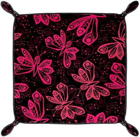 Тава-органайзер за Работния плот с розови пеперуди по-Тъмен Цвят, Тава Тоалетна масичка, Органайзер За Съхранение, Тава Тоалетна