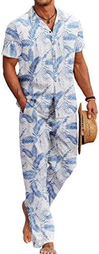 Мъжки Бельо Облекла COOFANDY, Плажен Костюм от 2 части, Хавайски Тропическа Риза с Дълги Панталони