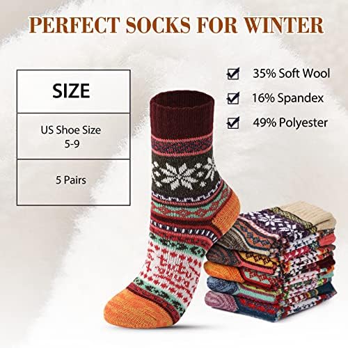 Вълнени чорапи Trifabricy - Реколта Зимни Топли Вълнени Чорапи за Жените, Меки Удобни Чорапи, Дебела терлици