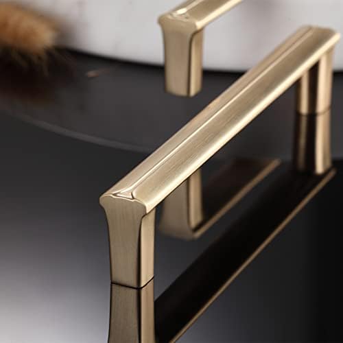 AITITAN 10 X корпусни дръжки от мат месинг със златни дръжки за шкафове - Дължина 4-1 / 2 инча (разстояние между