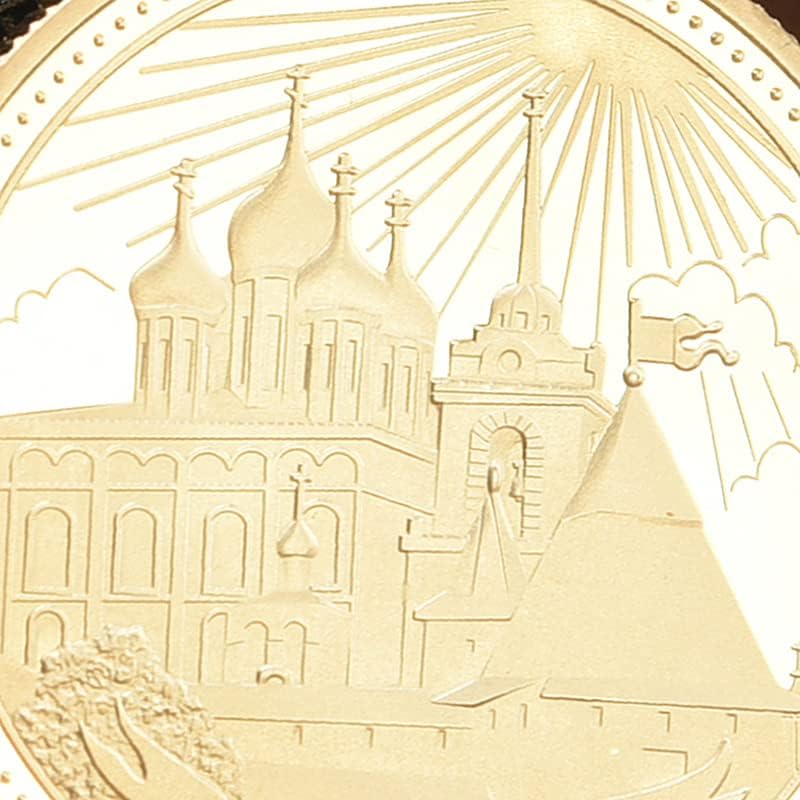 Русия Старинен замък Псков Възпоменателни Златни Монети на Чуждестранни Монети с Двуглавым Орел Запомнящо се Икона