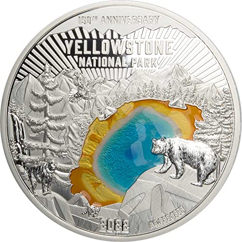 2022 DE Модерна Възпоменателна Сребърна монета PowerCoin, посветена на 150-годишнината на Йелоустоун, 5$ Барбадос 2022 Proof