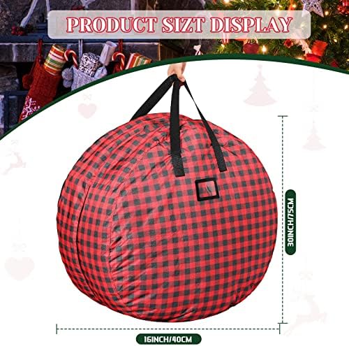 Двойна чанта за съхранение на Коледен венец, 30-инчов Контейнер за съхранение на венци в клетка от Бъфало, Ваканционни имоти