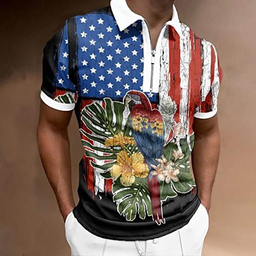 Мъжки Ризи Поло с Флага на САЩ, Патриотични Фланелки на 4 юли, Летен Ежедневните Свободни Реколта Туника С Къс Ръкав,