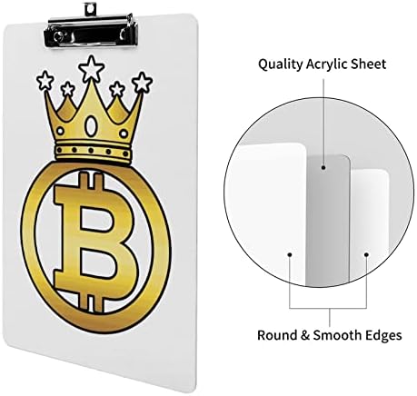 Акрилни таблет Bitcoin King 12,5 X 8,5 инча с низкопрофильным скоба за класни стаи, офиси, заведения, кабинети на