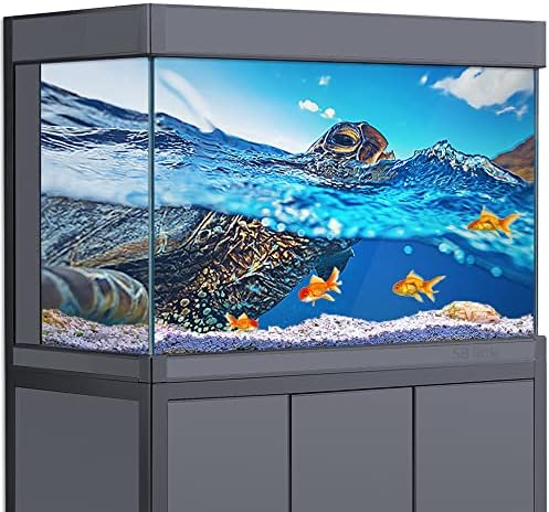 Фон за аквариум 3D Костенурка Морето Подводен Риф Син HD Печат Тапети местообитание за Влечуги Аквариум Фонови Декорации