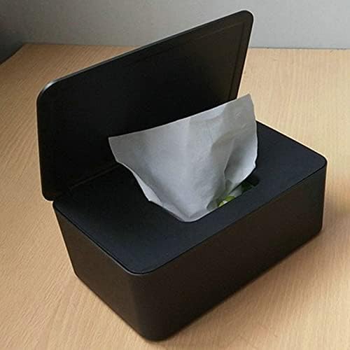 Кутия за Салфетки Притежателя на Диспенсера за Мокри Кърпички Калъф с Капак Черен Прахоустойчив Кутия За Съхранение