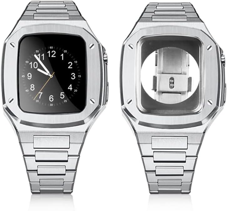 Метален kit за Носене Каишка за Apple Watch 45 мм 44 мм Висококачествен комплект гривни от неръждаема стомана за iWatch series 8 7 6 5 4 SE band