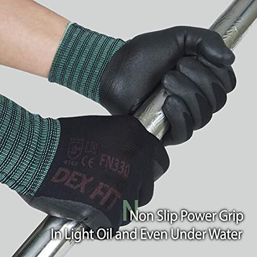 Работни ръкавици ДЕКС FIT от нитрил FN330, 1 чифт, Еластична засаждане на 3D-комфорт, здрав захват, тънки и леки, съвместими