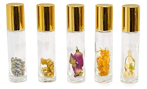 Grand Parfums 10 мл Топки-ролкови С Органични Листенца от невен В Луксозни Прозрачни Стъклени флакони за парфюми