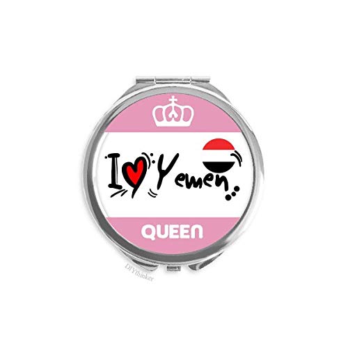 Аз Обичам Йеменский Флаг с Надпис Love Heart Илюстрация на Мини-Двустранно Джобно Огледало За Грим Queen