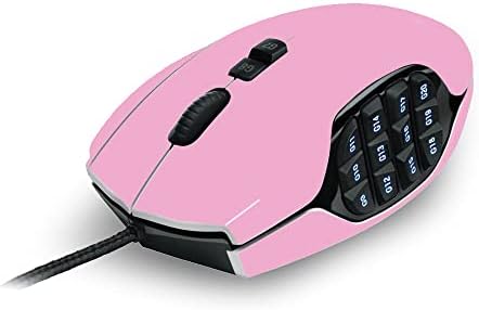 Корица MightySkins, съвместима с гейминг мишка Logitech G600 MMO - Однотонно-розово | Защитно, здрава и уникална