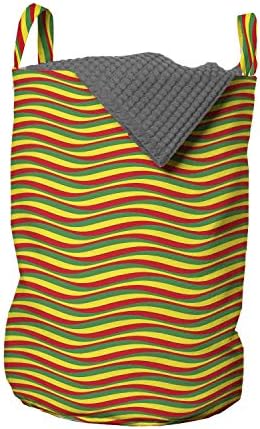 Чанта за дрехи Ambesonne Rasta, Ярки Цветове, Цветове эфиопского хартата с участието на Вълнообразни ленти, Кошница за