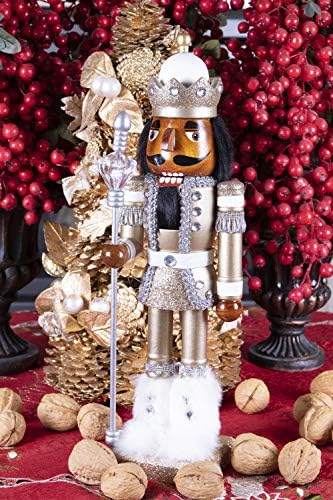 Deli Creations Афроамериканский golden king 14-Инчов Традиционна Дървена Лешникотрошачката, Празничен Коледен Декор за