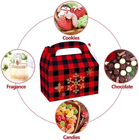 HADEEONG 12 Опаковки Подарък кутии в клетката цвят Бъфало, Червени, черни, За Коледното парти, Картонени Кутии за
