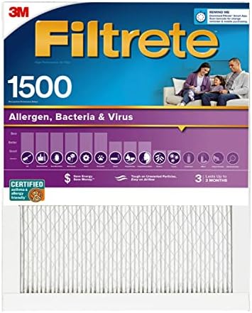 Filtrete 20x30x1, Въздушен филтър за печки ac, MPR 1500, Ультрааллерген за здравословен начин на живот, 4 опаковки