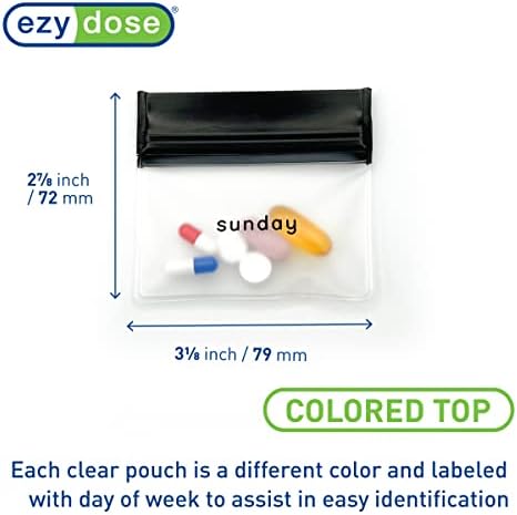 Пликчета за хапчета Ezy Dose за Еднократна употреба, За съхранение на хапчета и витамини, Прозрачни, количество 50