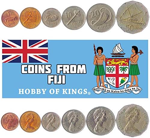 Комплект от 6 монети с Фиджи: 1, 2, 5, 10, 20, 50 Центове. 1969-1985