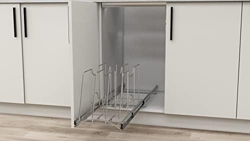 Прибиращ органайзер за дъска за табла, форми за печене и тавата - Подвижни полици за кухненски шкаф - (11 W x 22D x 11.8