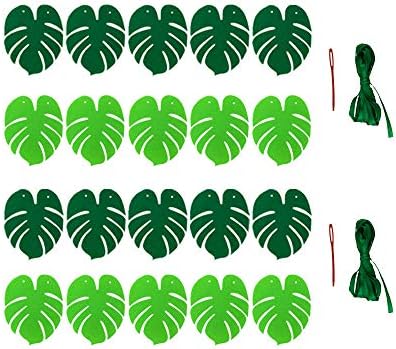 SaktopDeco 2 Опаковки Фетр Тропически Джунгли Палмова Лист Банер Хавайски Luau Вечерни Украса, за да проверите за