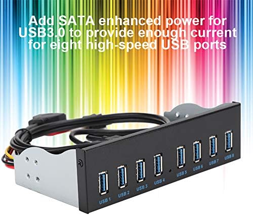 ASHATA USB Предния Панел, USB3.0 19PIN 8 Пристанища Hub Оптично Устройство Удължител на Предния Панел Адаптер за PC Компютър