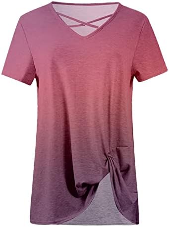 Есенно Лятна Тениска с Къс Ръкав за Момичета, Дрехи 2023 Г., Модни Памучен Блуза Свободно Намаляване с V-образно