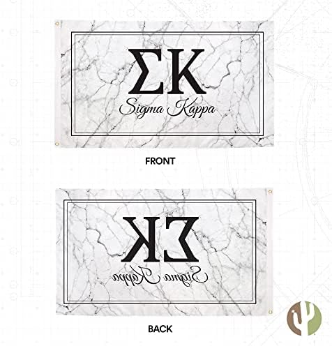 Надпис Sigma Kappa Флаг Женски Банер 3 фута x 5 фута Декор на Марката Sig Kap (Флаг - Мраморна кутия)