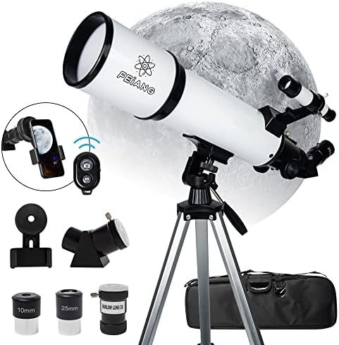 Телескоп 80 mm, Апертура 600 мм - за начинаещи и възрастни, Астрономически Телескопи-рефракторы, Статив AZ Mount, Изцяло Многослойни