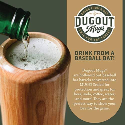 DUGOUT MUGS: Бира и бейзбол - Чаша за пиене с бейзболна бухалка - 12 унции (3x3x10 инча) - От масивна дървесина