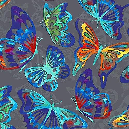 Фигура пеперуди, оцветени в разговорен цвят, отпечатан на памучна ватирана тъкан двор (синьо, оранжево,