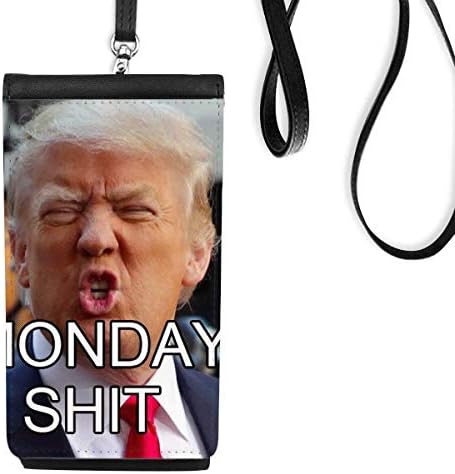 Президентът На Америка Голямо Сердитое Изображение На Телефона В Чантата Си Портфейл Окачен Мобилен Калъф Черен Джоба