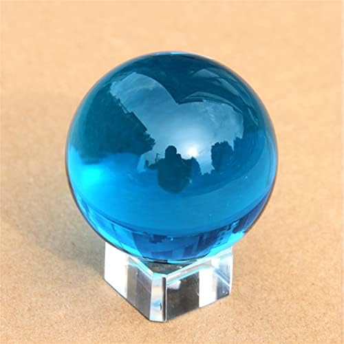 Gift_Source 3,94 инча Озерно-Синята Кристална Топка с Кристал Стойка, K9 Твърдо Кристално Чиста Стъклена Топка на фън шуй