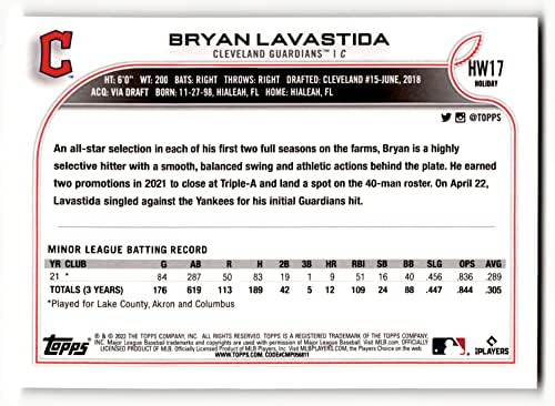 Брайън Лавастида RC 2022 Начело Празник HW17 НОВ NM +-MT + Бейзболни пазителите на MLB