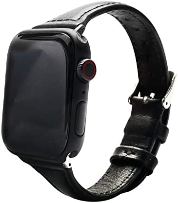 Кожени въжета EKEDAC, съвместими с Apple Watch 38 мм 40 мм 42 мм 44 мм, Разменени гривна от естествена кожа-високо качество за Apple Watch SE и Series 6/5/4/3/2/1, сребърна тока