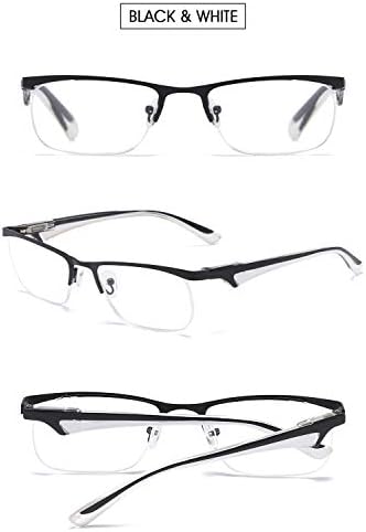 VEVESMUNDO Метални Очила За Четене Мъжки Кутия Панти Класически Дизайн Полукадры Правоъгълни Очила за четене HD