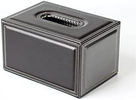 Черната правоъгълна кутия за салфетки среден размер, Кожена кутия за салфетки за домашен интериор, без пръстен (Цвят: